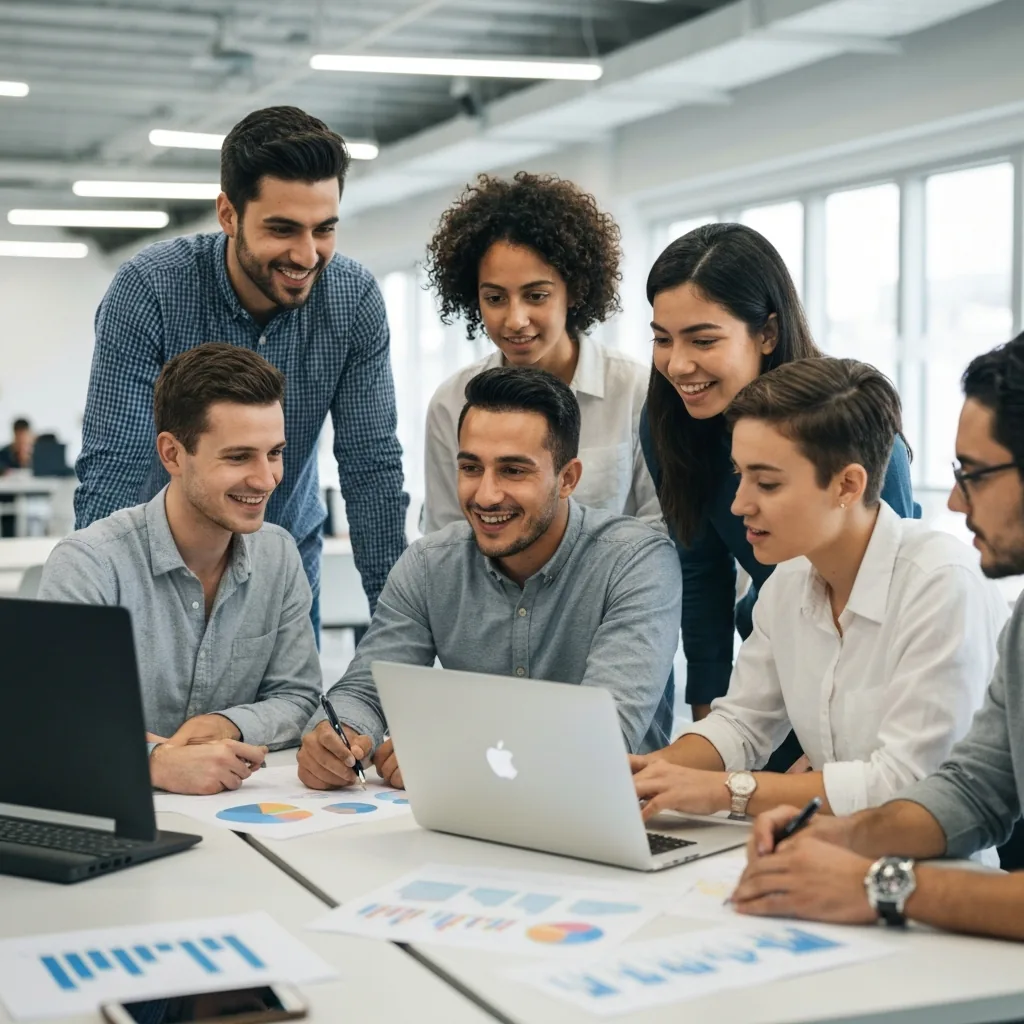 Group of young professionals planning a social media